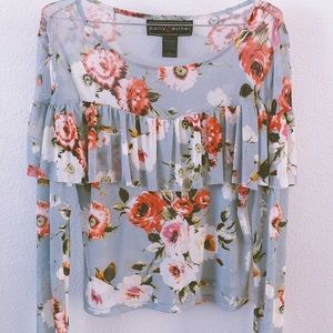 Sheer Floral Print Blouse